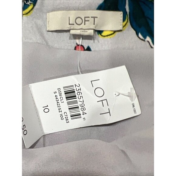 LOFT Skirt Size 10 Floral Faux Wrap Grey Purple NEW NWT - Picture 5 of 7